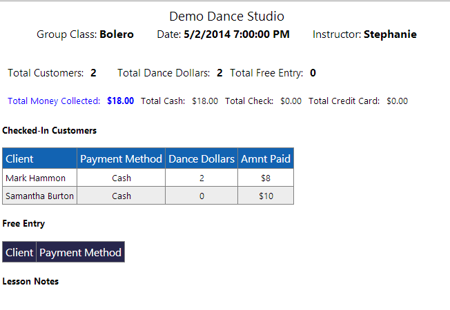 A screenshot of a dance studio Description automatically generated